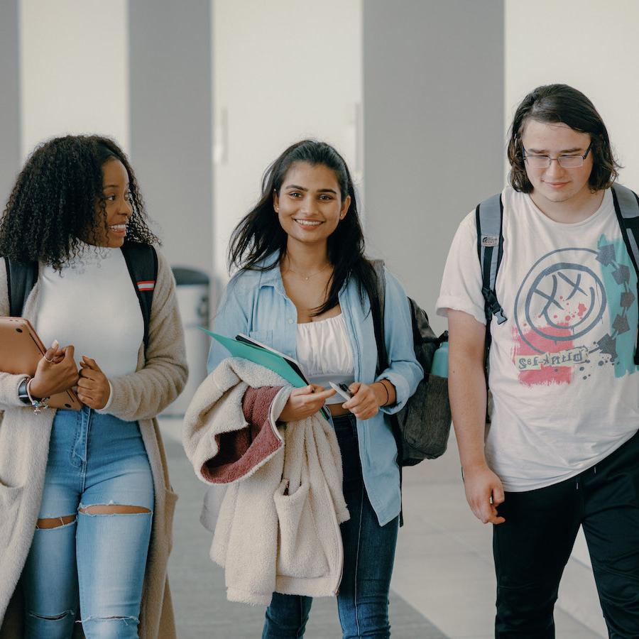 Student walking to class